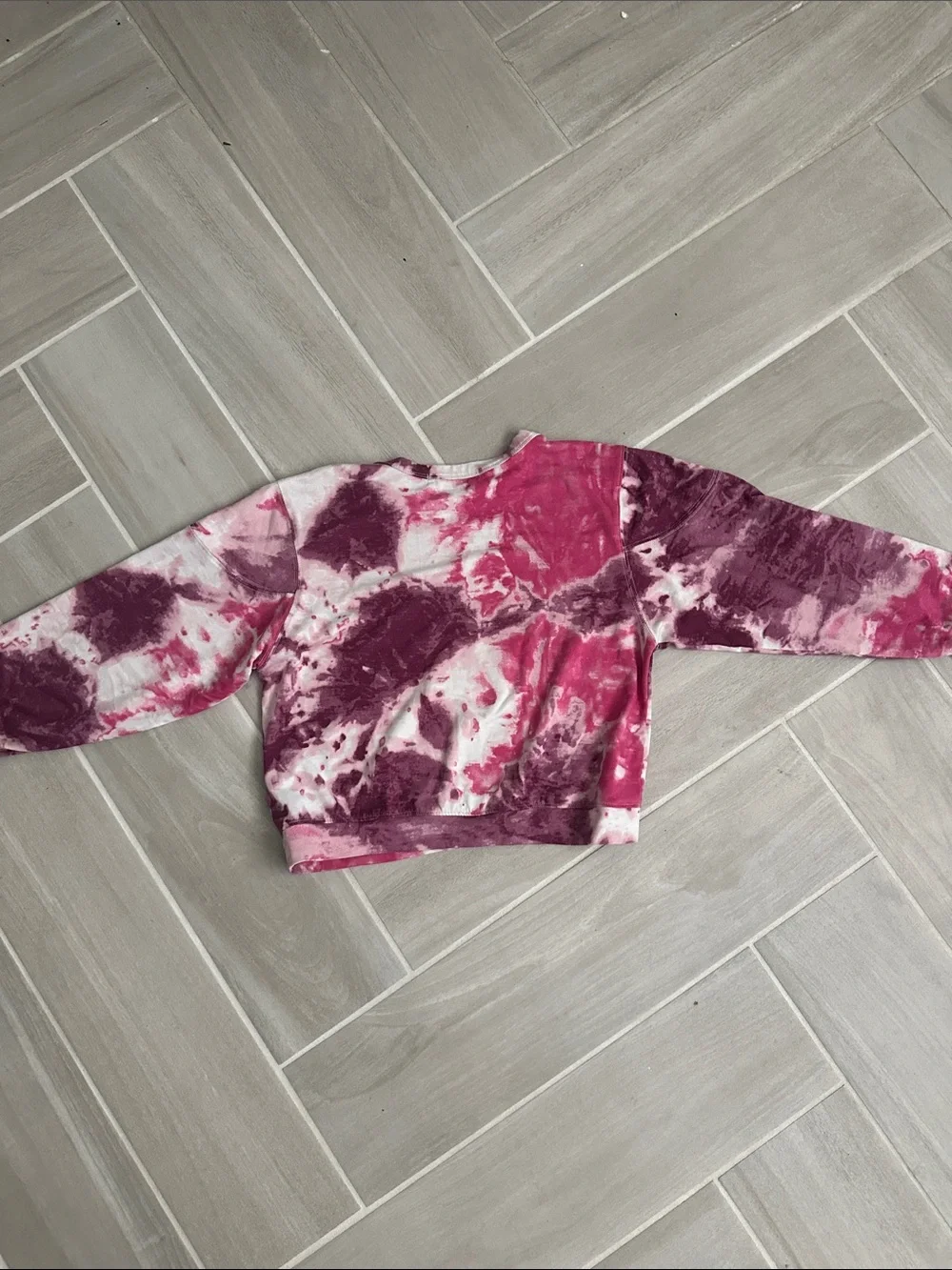 PINK Victoria's Secret Girls' Pink Tie-Dye Long Sleeve Top & Shorts Pajama Set